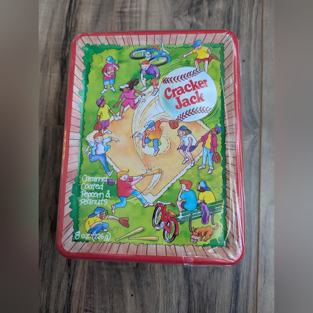 Cracker Jack Vintage Collectible Tin. Baseball Theme 1994 Cracker Jack Box.